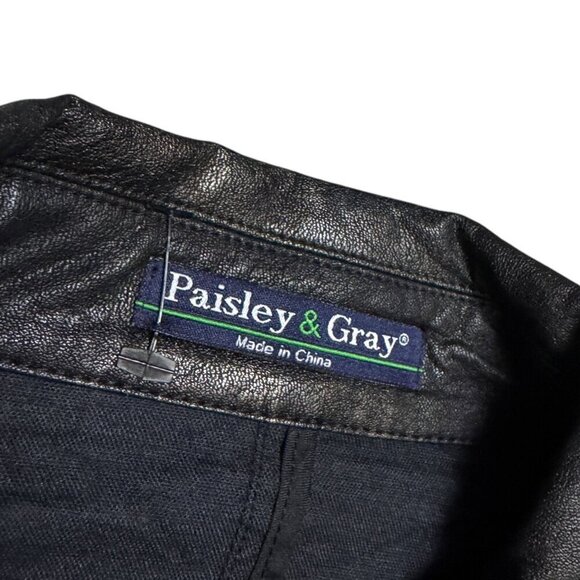 PAISLEY & GRAY FAUX LEATHER Slim Fit Designer Business Casual Jacket Mens XL - Picture 3 of 6